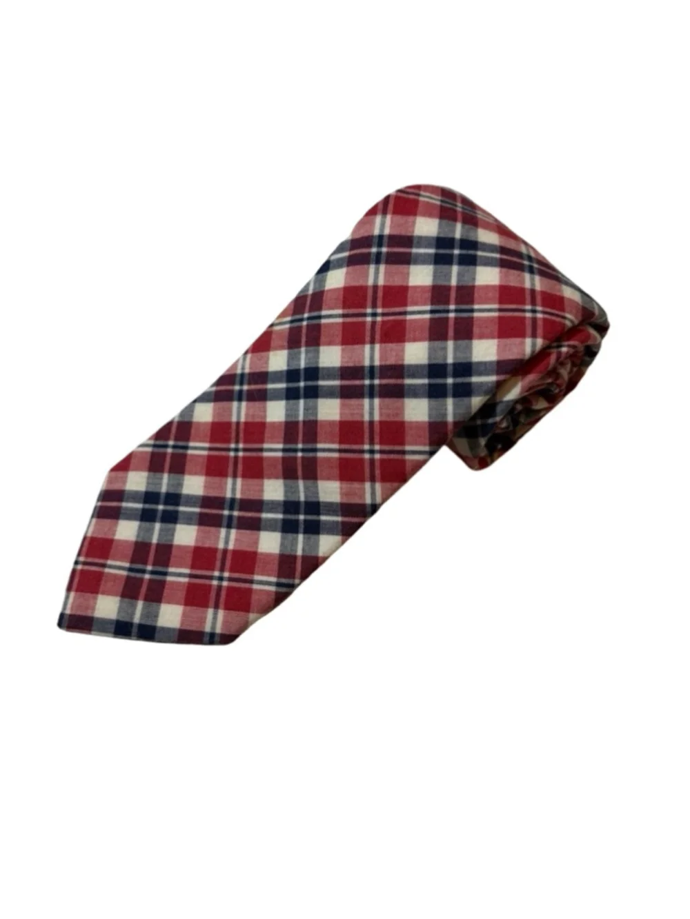 Brooks Brothers Plaid Silk Tie Red Navy Check Classic Preppy USA